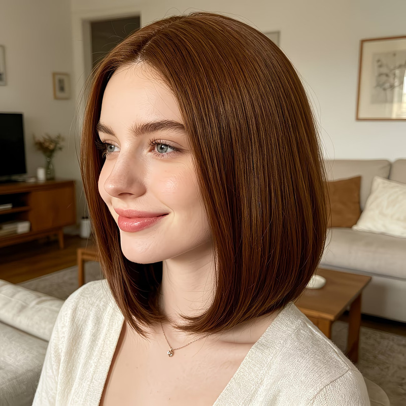 Wig Fiber Net - Wig bob pendek dengan poni yang