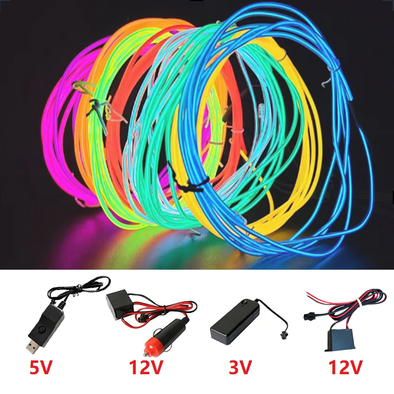 Led El Wire - Kabel EL 10/5/3/1m Lampu Penerangan dengan