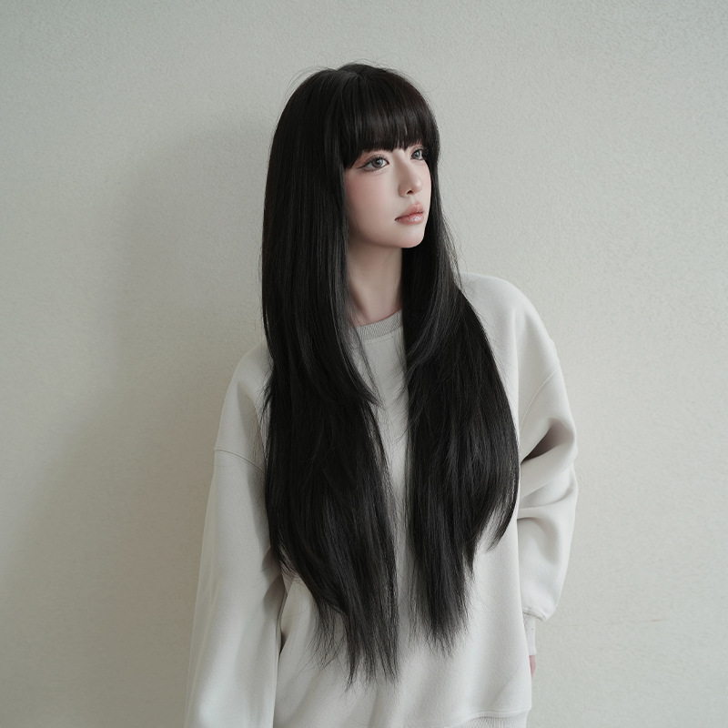 Wig wanita, warna hitam alami, - Wig Fiber Net ulasan dan harga