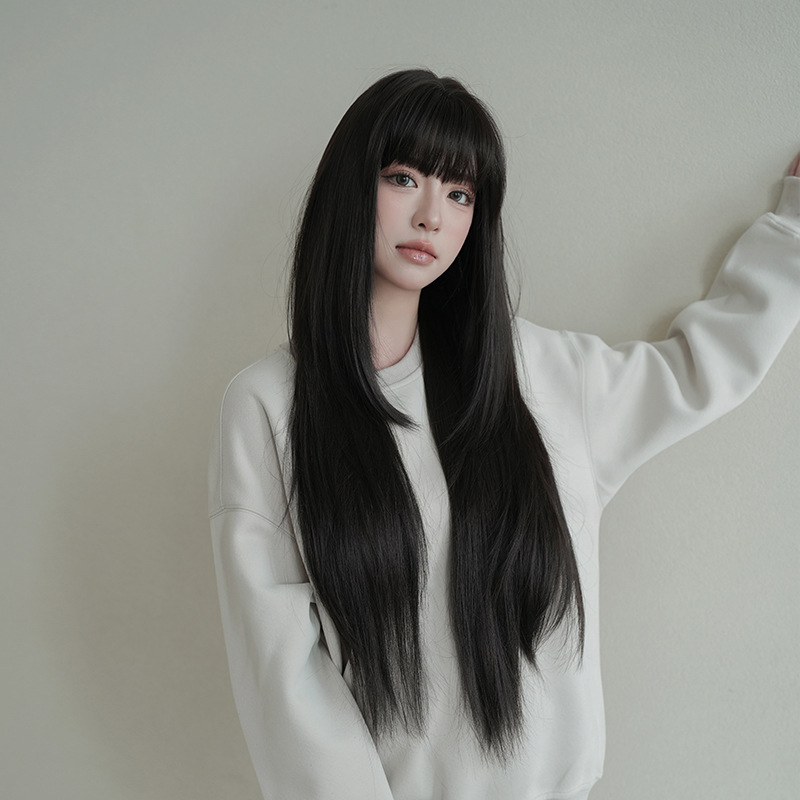 Wig wanita, warna hitam alami, - Wig Fiber Net ulasan dan harga