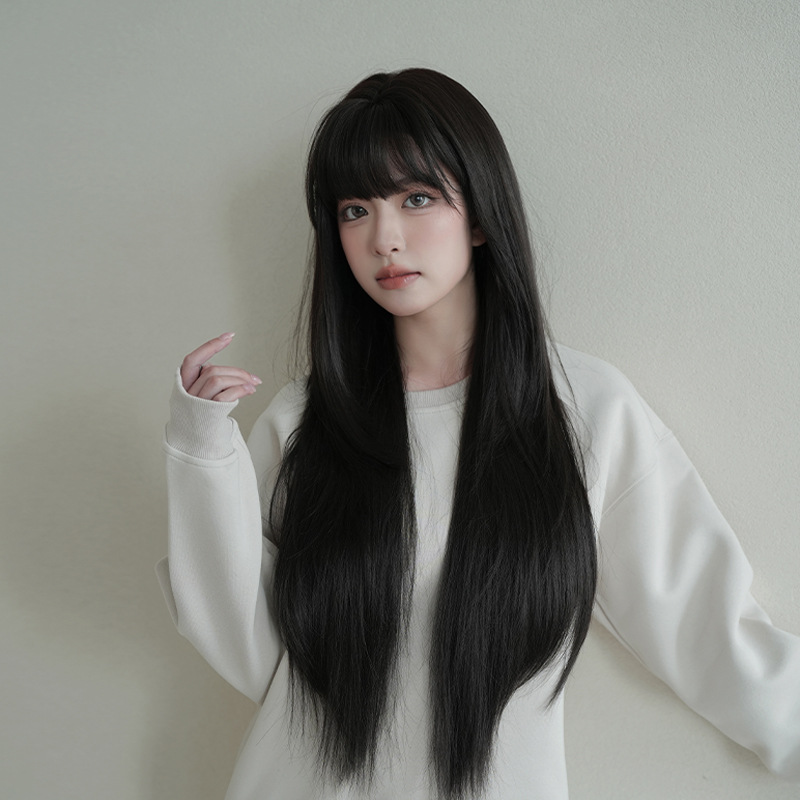 Wig wanita, warna hitam alami, - Wig Fiber Net ulasan dan harga