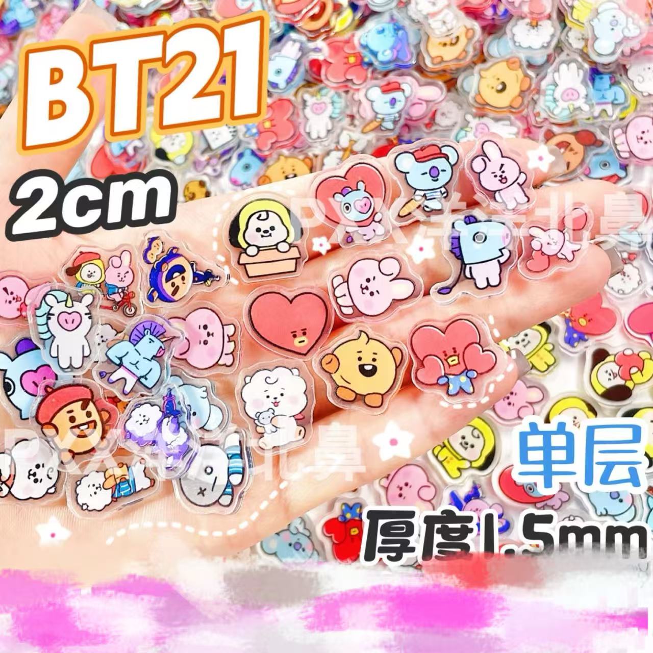 100pcs BT21 BTS Potongan Akril - Cosplay Prop Diy ulasan dan harga