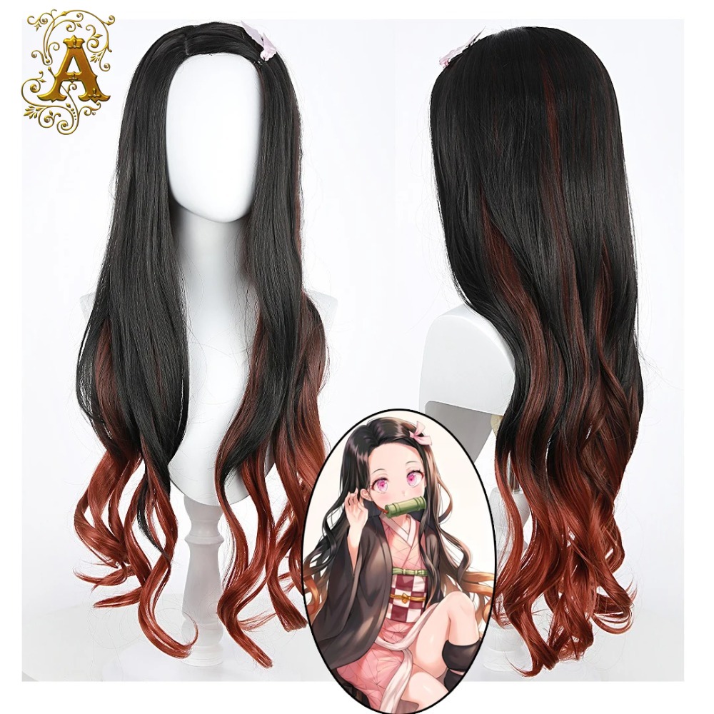 Wig Cosplay Anime Nezuko Rambu - Wig Fiber Net ulasan dan harga